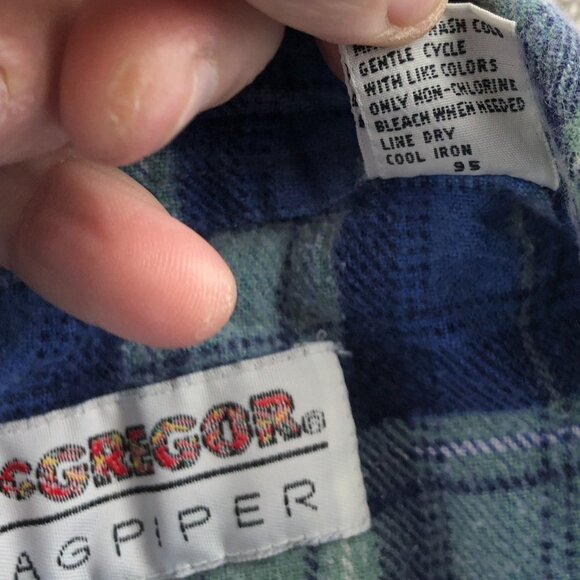 McGregor Bagpiper Mens Shirt Large Flannel Long Sleeve Plaid Classic Blue Y2K - Picture 9 of 12